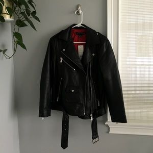 Real leather boyfriend biker jacket